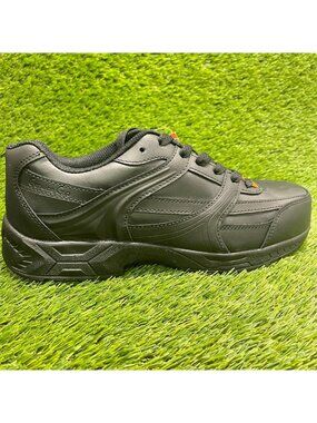 Genuine Grip 1011 Mens Size 9 Triple Black Leather Steel Toe Safety Work Shoes